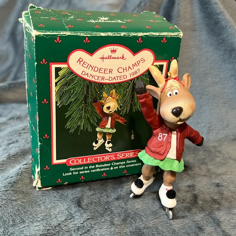 VINTAGE HALLMARK KEEPSAKE ORNAMENT 1986 w box reindeer champs